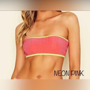 Dippin’ Daisy’s ReVibe Neon Pink Encore Velvet Bandeau Velvet Bikini Top Large